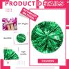 LIQS 12 Pack Pom Poms Cheerleading,Fluffy Cheerleader Pompoms with Finger Ring Handle,Metallic Pom Poms Cheerleading for Children Adults Sports Competition Holiday Celebration (12 Pack, Green) view 2