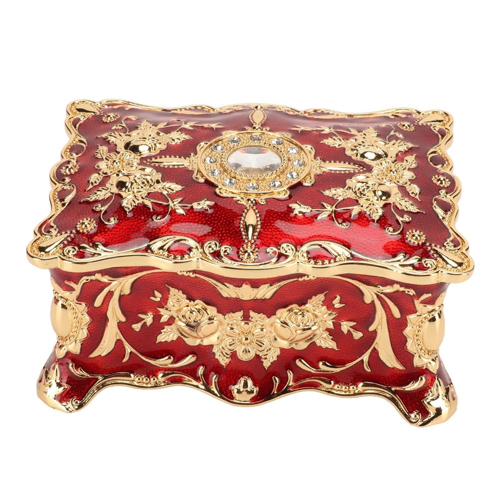 QANYEGN Hipiwe Vintage Jewelry Box, European Vintage Jewelry Box, Zinc Alloy Trinket with Exquisite Lined for Ladies Girls
