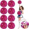 LIQS 12 Pack Pom Poms Cheerleading,Fluffy Cheerleader Pompoms with Finger Ring Handle,Metallic Pom Poms Cheerleading for Children Adults Sports Competition Holiday Celebration (8 Pack, Rose Red) view 1
