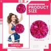 LIQS 12 Pack Pom Poms Cheerleading,Fluffy Cheerleader Pompoms with Finger Ring Handle,Metallic Pom Poms Cheerleading for Children Adults Sports Competition Holiday Celebration (8 Pack, Rose Red) view 2