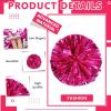 LIQS 12 Pack Pom Poms Cheerleading,Fluffy Cheerleader Pompoms with Finger Ring Handle,Metallic Pom Poms Cheerleading for Children Adults Sports Competition Holiday Celebration (8 Pack, Rose Red) view 3