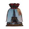 SSIMOO Paris Eiffel Tower Chic Drawstring Christmas Gift Bags,Patchwork Burlap Pull-String Bags,Reusable view 1