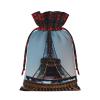 SSIMOO Paris Eiffel Tower Chic Drawstring Christmas Gift Bags,Patchwork Burlap Pull-String Bags,Reusable view 2