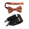 Tuxgear Boys Bow Tie and Adjustable Stretch Suspender Sets, (Burnt Orange Paisley with Black, 40" Youth) view 1
