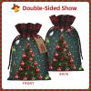 SSIMOO Christmas Tree And Ball Chic Drawstring Christmas Gift Bags,Patchwork Burlap Pull-String Bags,Reusable view 3