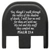 NDZ Performance Gen 5 Slide Cover Back Plate for Glock 17 19 19X 22 23 26 27 34 45 9mm .40 S&W Laser Engraved Spiritual Images in Black Aluminum - Bible Psalm 23:4 view 1