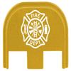 NDZ Performance Gen 5 Slide Cover Back Plate for Glock 17 19 19X 22 23 26 27 34 45 9MM .40 S&W Laser Engraved Patriotic Images in Gold Aluminum - Fire Department Emblem view 1