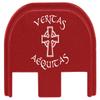 NDZ Performance Gen 5 Slide Cover Back Plate for Glock 17 19 19X 22 23 26 27 34 45 9mm .40 S&W Laser Engraved Spiritual Images in Red Aluminum - Veritas Aequitas Saints view 1