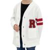 Hip Hop 50s Shop Boys 1950s Retro Knit Varsity Letterman Cardigan Sweater for Kids and Toddlers (2T, White R) view 1