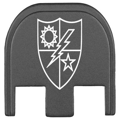 NDZ Performance Gen 5 Slide Cover Back Plate for Glock 17 19 19X 22 23 26 27 34 45 9MM .40 S&W Laser Engraved Patriotic Images in Grey Aluminum - 75th Ranger Regiment