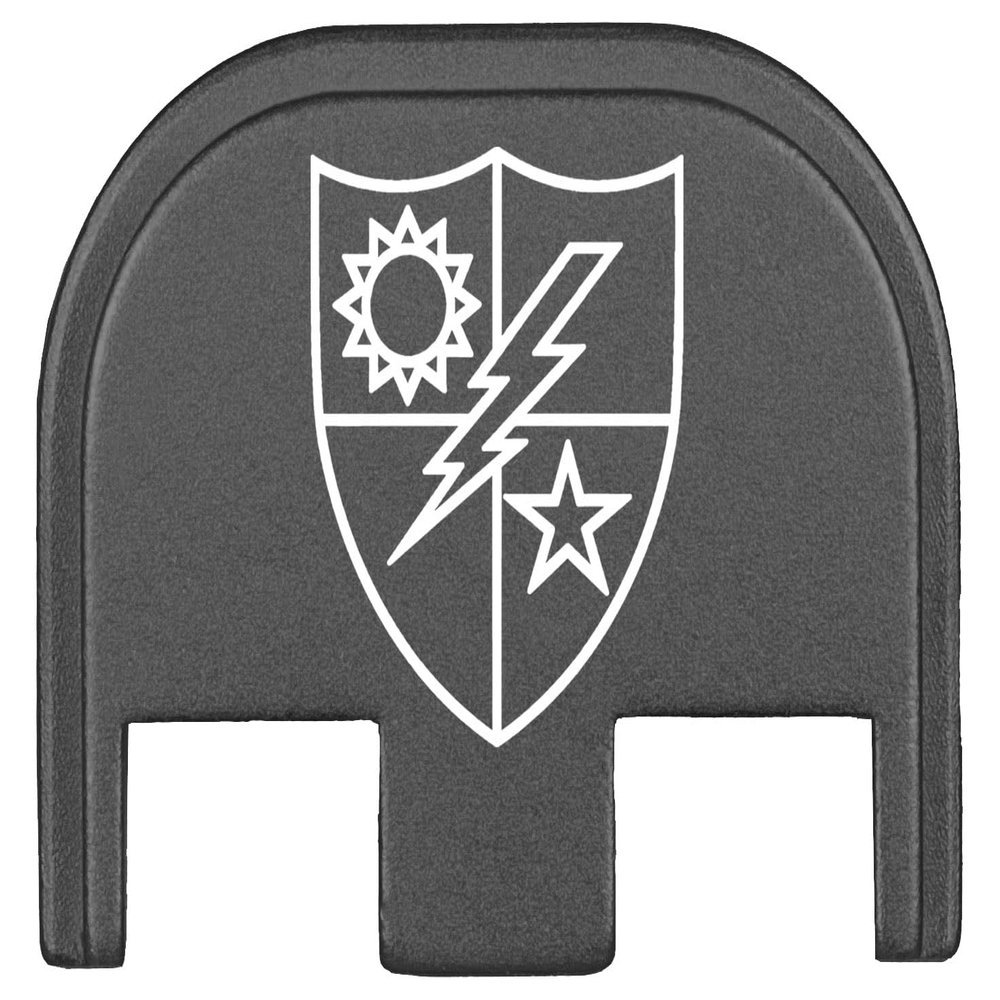 NDZ Performance Gen 5 Slide Cover Back Plate for Glock 17 19 19X 22 23 26 27 34 45 9MM .40 S&W Laser Engraved Patriotic Images in Grey Aluminum - 75th Ranger Regiment