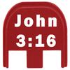 NDZ Performance Gen 5 Slide Cover Back Plate for Glock 17 19 19X 22 23 26 27 34 45 9mm .40 S&W Laser Engraved Spiritual Images in Red Aluminum - John 3:16 view 1
