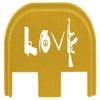 NDZ Performance Gen 5 Slide Cover Back Plate for Glock 17 19 19X 22 23 26 27 34 45 9mm .40 S&W Laser Engraved Popular Images in Gold Aluminum - Love Guns view 1