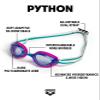 ARENA Unisex Python Racing Swim Goggles for Men and Women Anti-Fog Non-Mirror Lens Max Comfort Dual Strap, Blue/Fuchsia/Water view 3