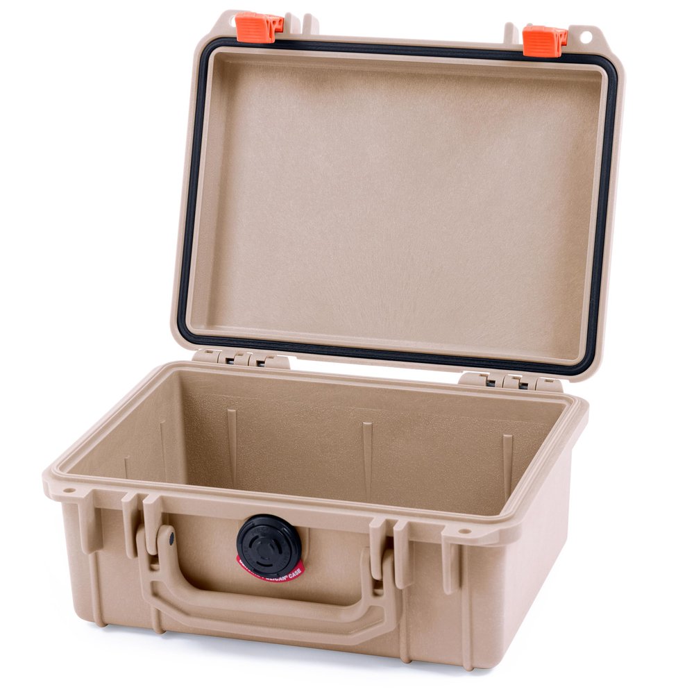 Pelican 1150 Case, Desert Tan with Orange Latches, None (Case Only)