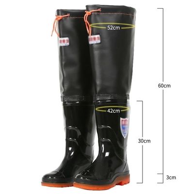 Hip Waders 60cm High Knee and Hip Wading Boots, PVC Waterproof, Anti Slip, Wear-Resistant, and Waterproof Boots (Color : Black, Size : 5.5)