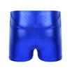 Manyakai Kids Girls Shiny Metallic Workout Dance Booty Shorts High Waist Boy-Cut Bottoms Gymnastic Shorts Blue 16 Years view 2
