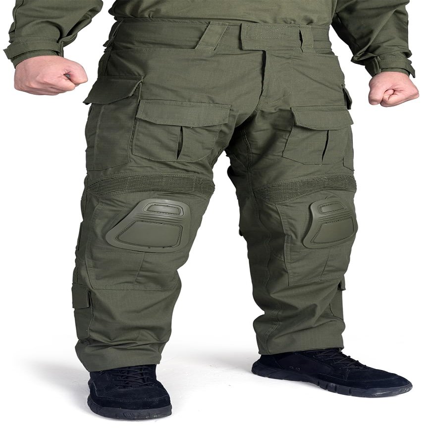 IDOGEAR SPORTS G3 Combat Pants for Men Tactical Military Pants with Knee Pads Camo Trousers (Ranger Green, 34W x 32L)