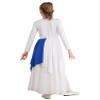 Aislor Kids Girls Metallic Long Sleeve Praise Dance Dress Worship Church Robe Liturgical Lyrical Costume Dancewear Blue 10 Years view 3