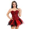 frawirshau Corsets for Women Floral Overbust Corset Bustier Lingerie Top Corset Costume Women Red and Black XS view 2
