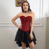 frawirshau Corsets for Women Floral Overbust Corset Bustier Lingerie Top Corset Costume Women Red and Black XS view 4