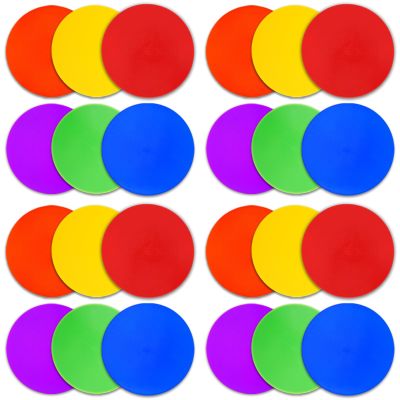 Vhxorrz Poly Spot Markers 9 inch 24 Pcs Non-Slip Rubber Agility Markers Flat Field Cones Floor Dots for Football, Soccer, Basketball Training Markers, School Activities, Exercise Drills 6 Colors