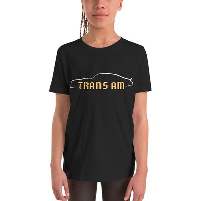 1977 Trans AM Firebird Outline Muscle Car Graphic Youth Short Sleeve T-Shirt Black