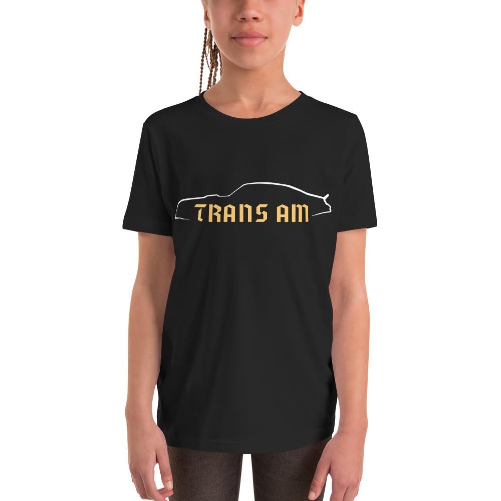 1977 Trans AM Firebird Outline Muscle Car Graphic Youth Short Sleeve T-Shirt Black