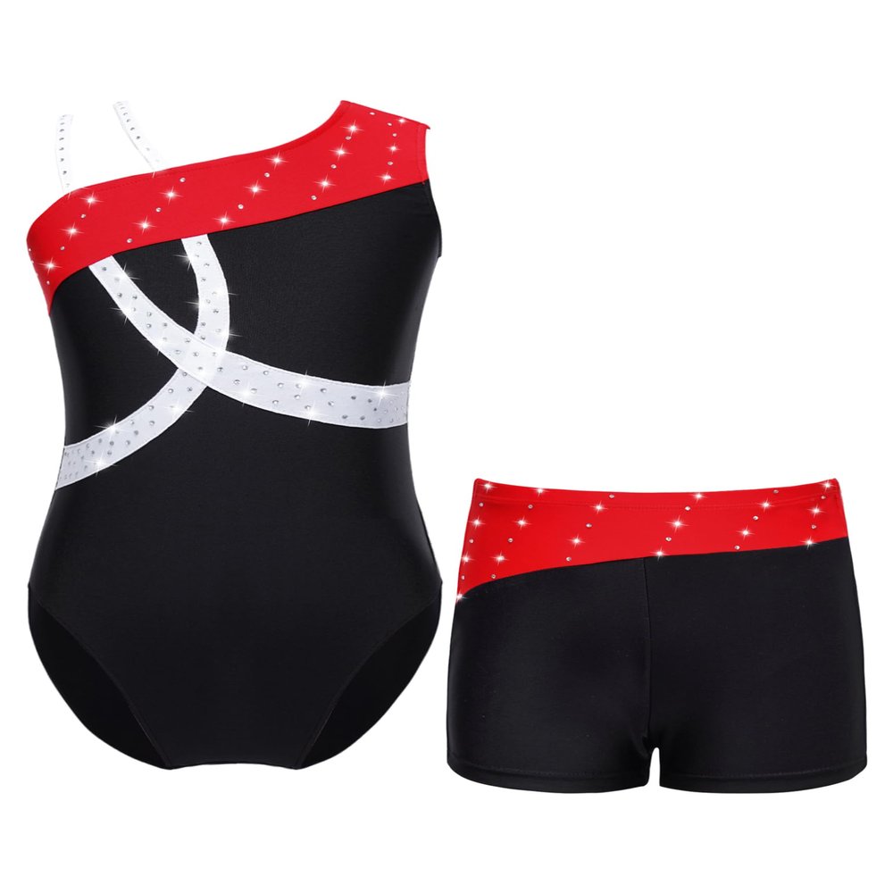 TSSOE Kids Girls Glitter Rhinestone Ballet Dance Outfits Gymnastics Leotard Set Tracksuit Jumpsuit B01 6 Years
