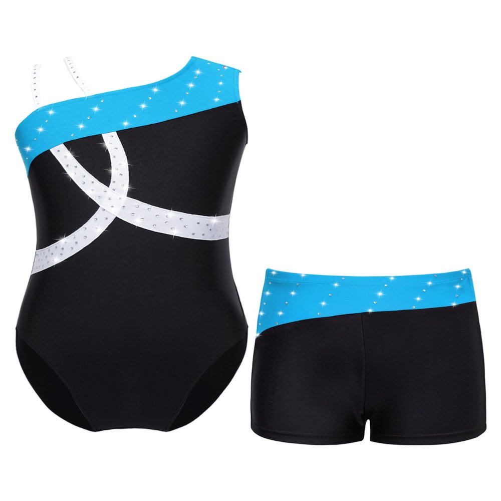 TSSOE Kids Girls Glitter Rhinestone Ballet Dance Outfits Gymnastics Leotard Set Tracksuit Jumpsuit B02 6 Years