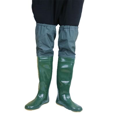 Hip Waders 60cm High Lightweight Fishing Boots, PVC Waterproof and Wear-Resistant Hip Wading Boots (Color : Green2, Size : 6.5)
