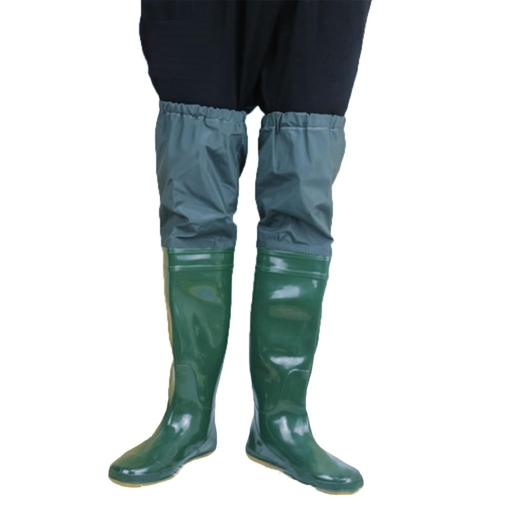 Hip Waders 60cm High Lightweight Fishing Boots, PVC Waterproof and Wear-Resistant Hip Wading Boots (Color : Green2, Size : 6.5)