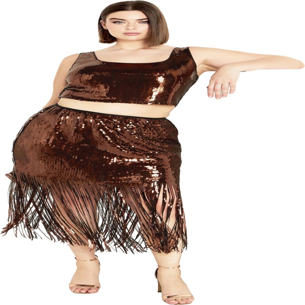 City Chic Women's Plus Size Savanna Skirt Bronze