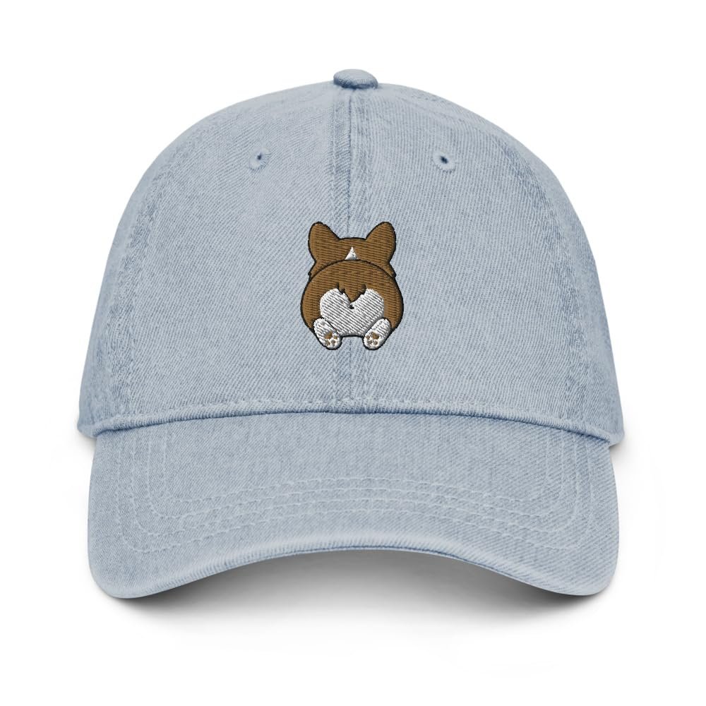 Corgi hat, Funny Corgi Butt hat, Embroidered Unisex Denim hat, Corgi Gifts, Design 1.