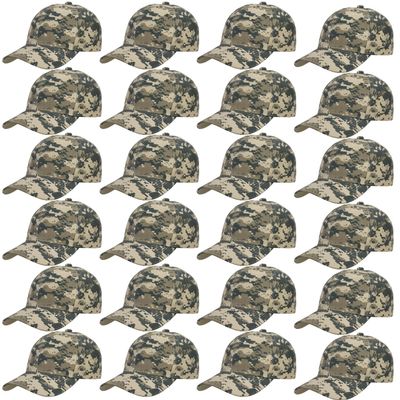 Falari 24 Pack Unisex Baseball Cap Bulk Wholesale Plain Blank Hat Adjustable Size Digital Camouflage