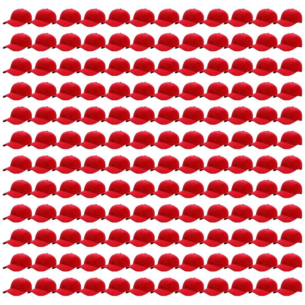 144 Pack Unisex Baseball Cap Bulk Wholesale Plain Blank Hat Adjustable Size Red