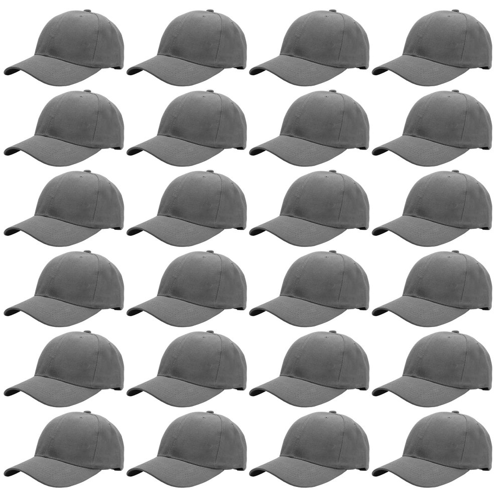Falari 24 Pack Unisex Baseball Cap Bulk Wholesale Plain Blank Hat Adjustable Size Dark Gray