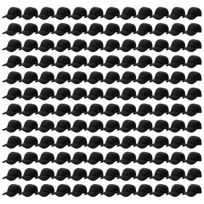 144 Pack Unisex Baseball Cap Bulk Wholesale Plain Blank Hat Adjustable Size Black