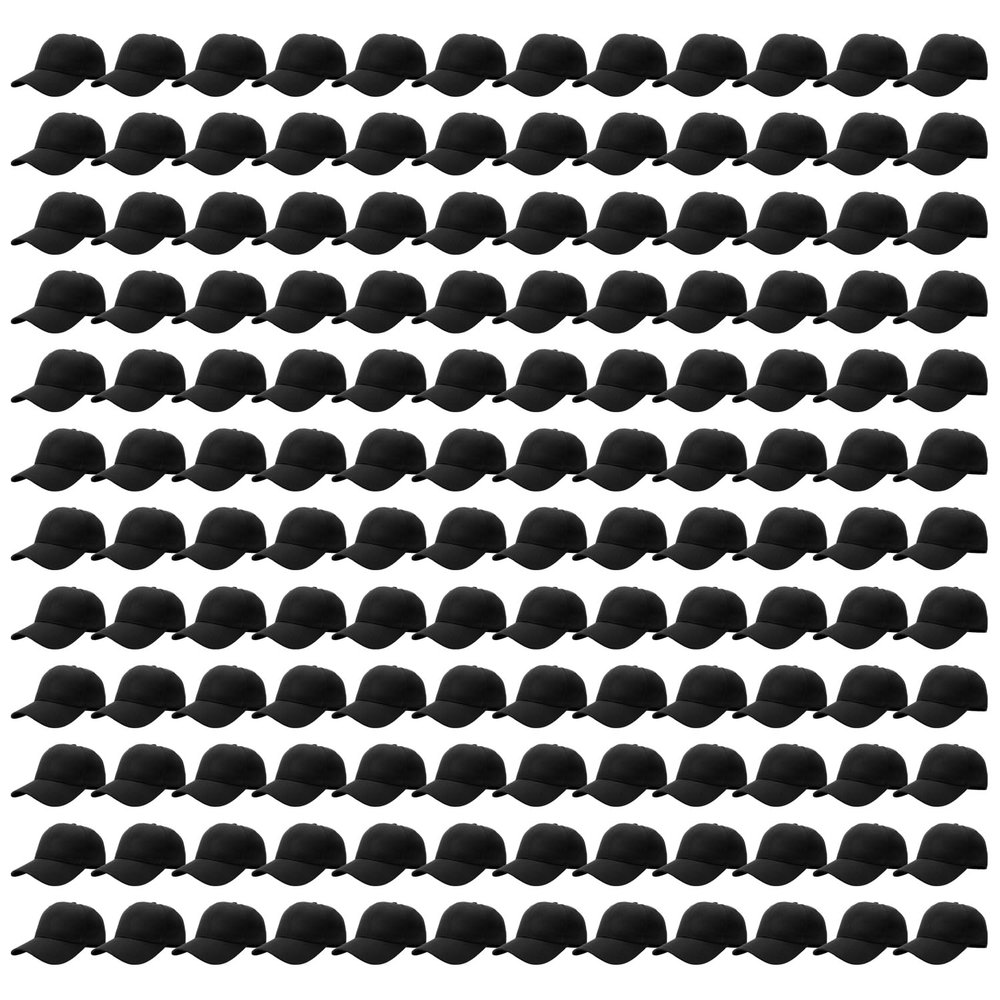 144 Pack Unisex Baseball Cap Bulk Wholesale Plain Blank Hat Adjustable Size Black