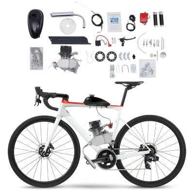 100CC Bicycle Engine Bike Motor Kit, 2 Stroke Gas Petrol Motorized Bicycle Motor Full Set,28mi/H Gas Motorized Bike Conversion Kit With CDI Ignition, 36 Tooth Sprocket Motorized Motor Engine Kits