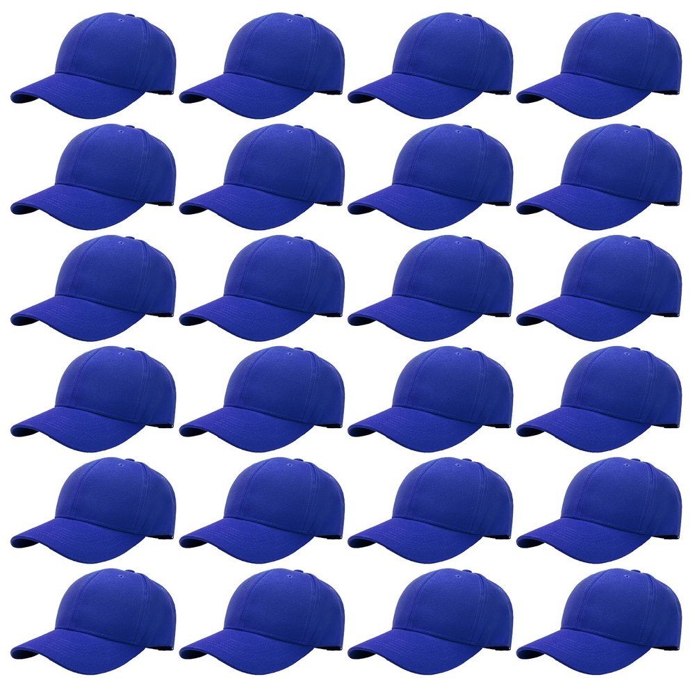 24 Pack Unisex Baseball Cap Bulk Wholesale Plain Blank Hat Adjustable Size Royal