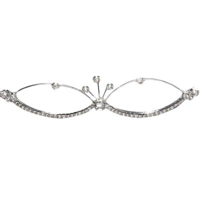 willochra Womens Cat Eye Sunglasses Rhinestone Decor No Lens Eyeglasses Diamond Frame Glasses Fringed Jewelry Glasses (silver)