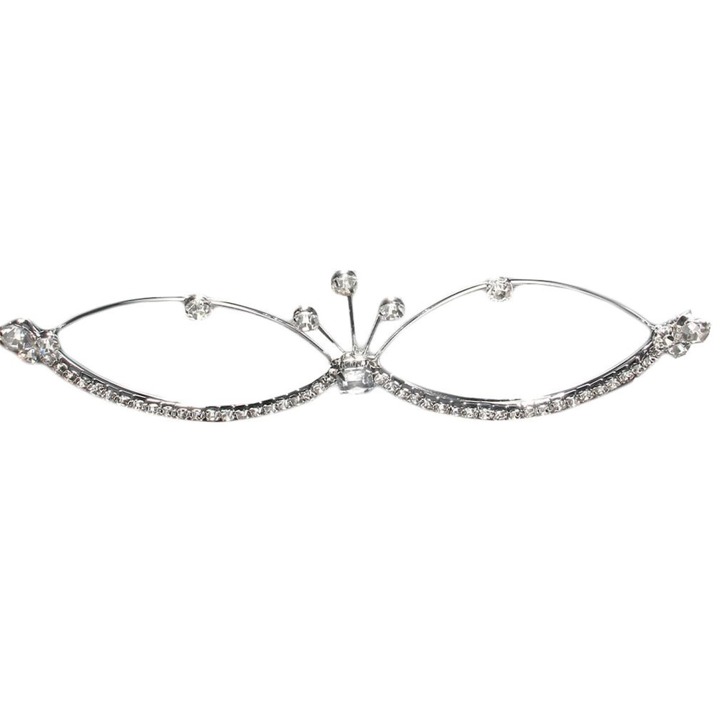 willochra Womens Cat Eye Sunglasses Rhinestone Decor No Lens Eyeglasses Diamond Frame Glasses Fringed Jewelry Glasses (silver)