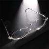 willochra Womens Cat Eye Sunglasses Rhinestone Decor No Lens Eyeglasses Diamond Frame Glasses Fringed Jewelry Glasses (silver) view 2