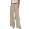 Duyang Womens Cotton Linen Palazzo Pants Drawstring Elastic Waist Casual Wide Leg Trousers with Pockets(Khaki,XL) view 1