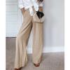 Duyang Womens Cotton Linen Palazzo Pants Drawstring Elastic Waist Casual Wide Leg Trousers with Pockets(Khaki,XL) view 3