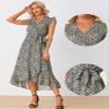Allegra K Flowy Ruffle Midi Dress for Women's Summer Beach Sleeveless Wrap V Neck Split Midi Dresses X-Small Black view 2