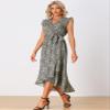 Allegra K Flowy Ruffle Midi Dress for Women's Summer Beach Sleeveless Wrap V Neck Split Midi Dresses X-Small Black view 4