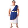 Hansber Men's Ancient Greek Costume Short Sleeve Roman Toga Costume Robe Halloween Cosplay Fancy Dress Up Blue X-Large view 1