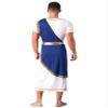Hansber Men's Ancient Greek Costume Short Sleeve Roman Toga Costume Robe Halloween Cosplay Fancy Dress Up Blue X-Large view 2